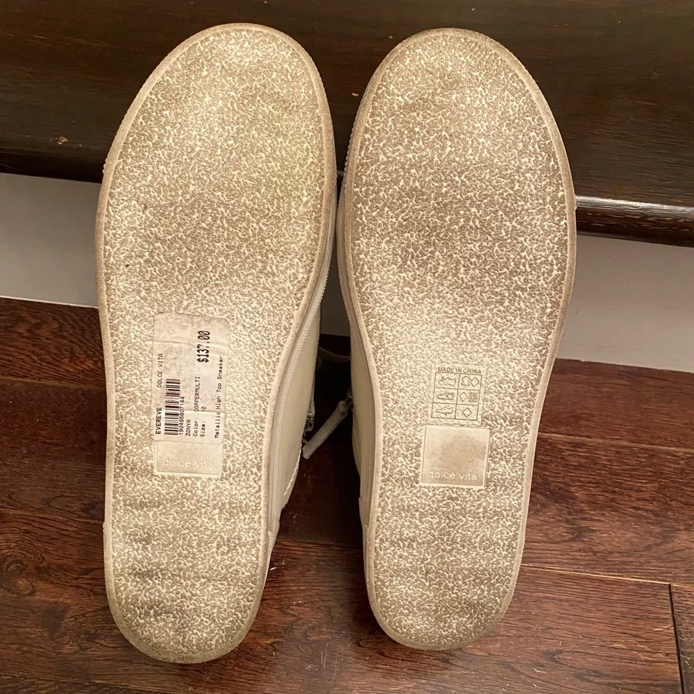 Dolce Vita Metallic High Top Sneakers - Size 10 - Picture 4 of 4